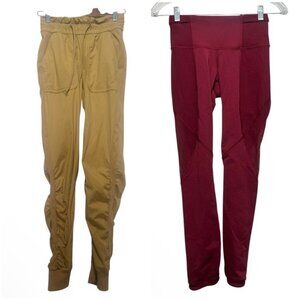 Lululemon Set of 2 Pants Leggings & Studio Joggers Size 2 XS Mesh Athleisure Gym